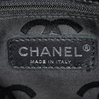 CHANEL CC Logo Tote Bag 40cm Black Leather Silver Hardware Used 07E1711440027
