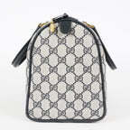 Gucci Sherry Line GG Supreme Boston Bag Navy Canvas Hand Bag Used 07E182860015