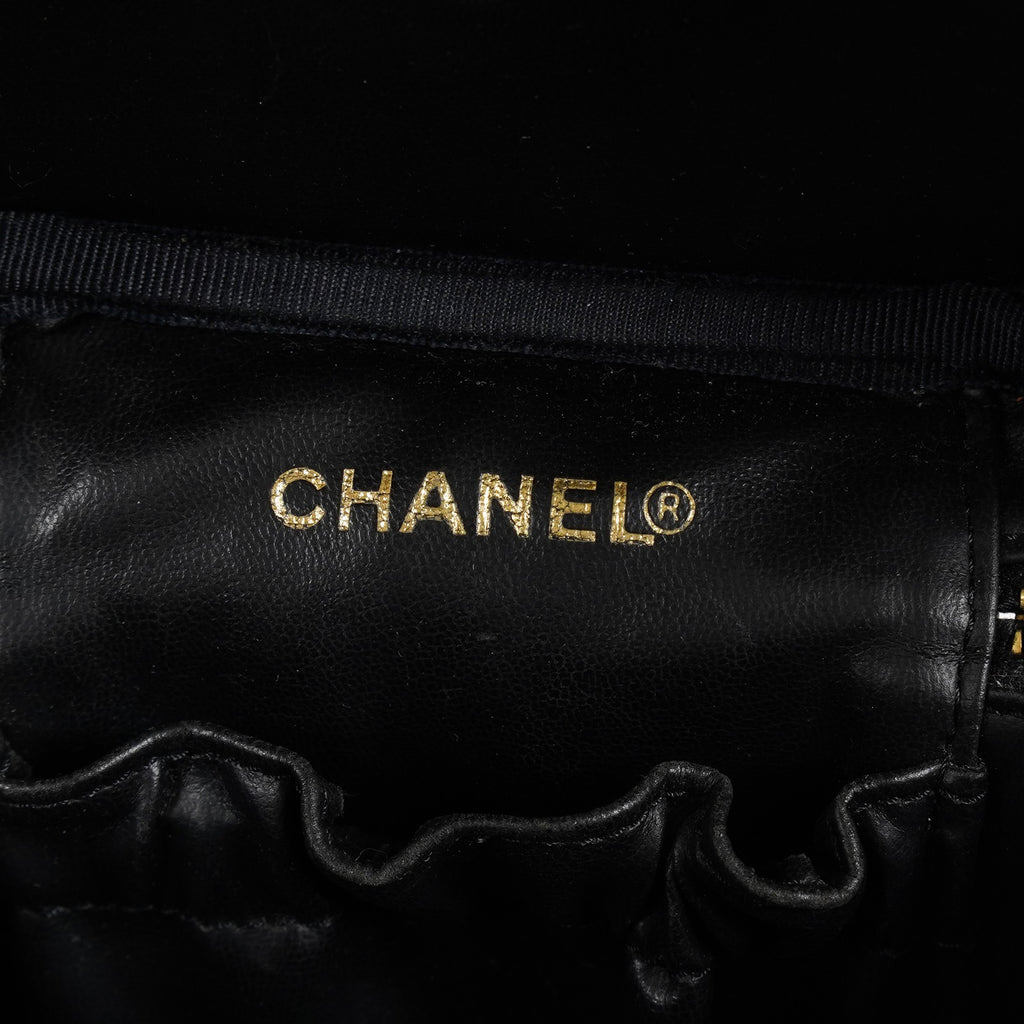 Chanel Caviar Skin CC Vanity Bag 16cm Black Leather Vintage Used 07E016820029