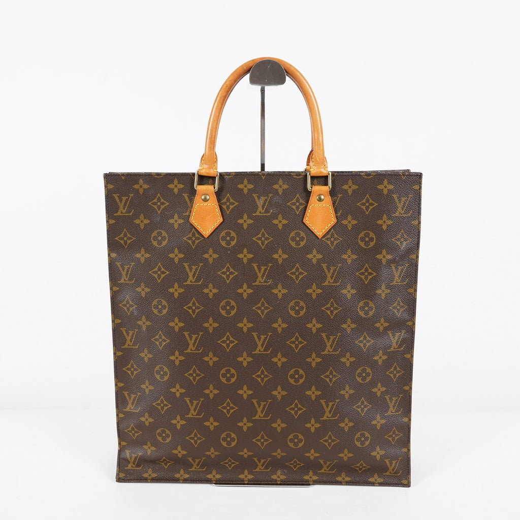 Louis Vuitton M51140 Monogram Sac Plat Tote Bag Brown Canvas Used 08E132310002