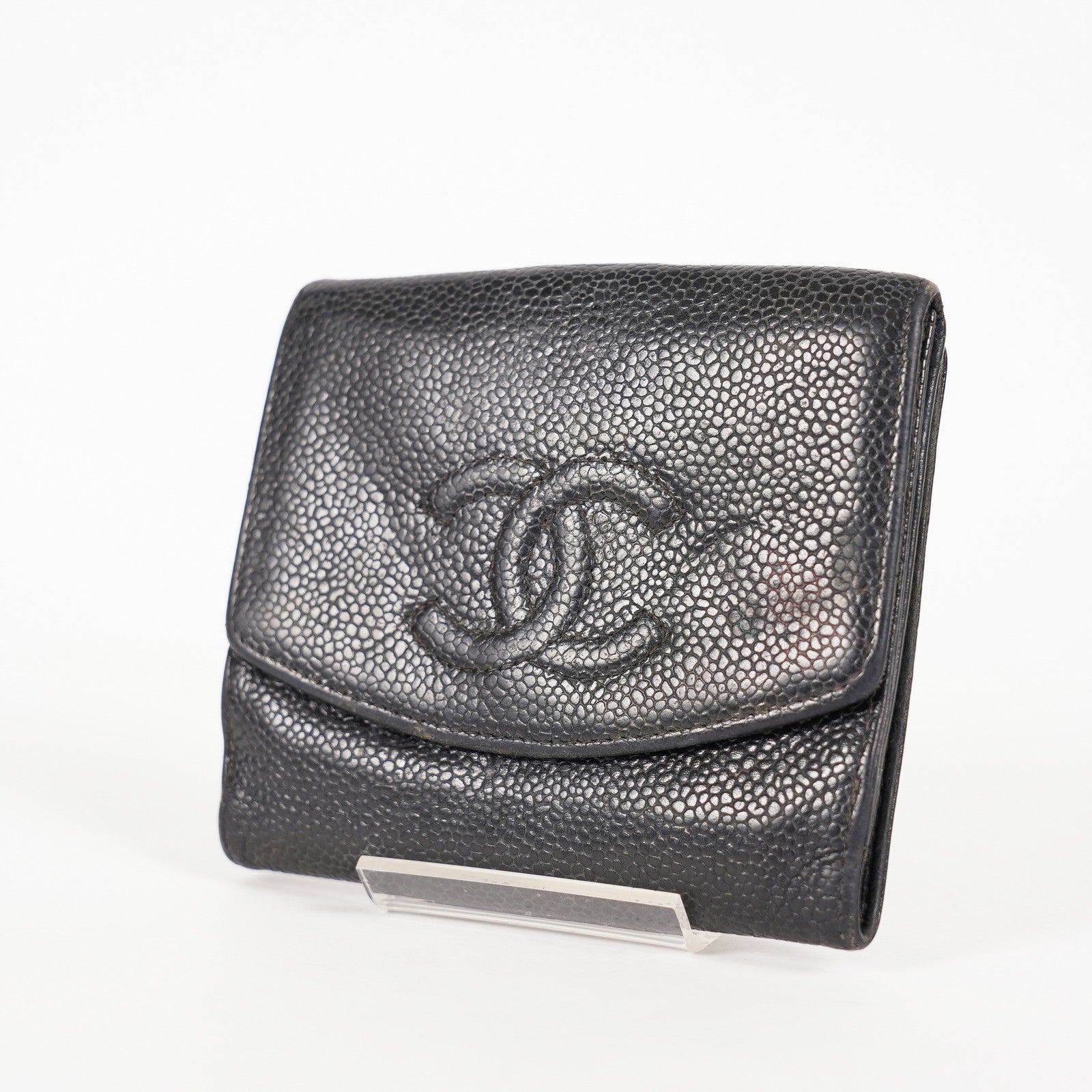 Chanel Caviar Skin Black  Trifold Wallet Compact 06E46825025