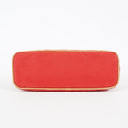 Hermes Bolide Pouch 27 Red Canvas Leather Trim Zip Cosmetic Bag Used 08E26825007