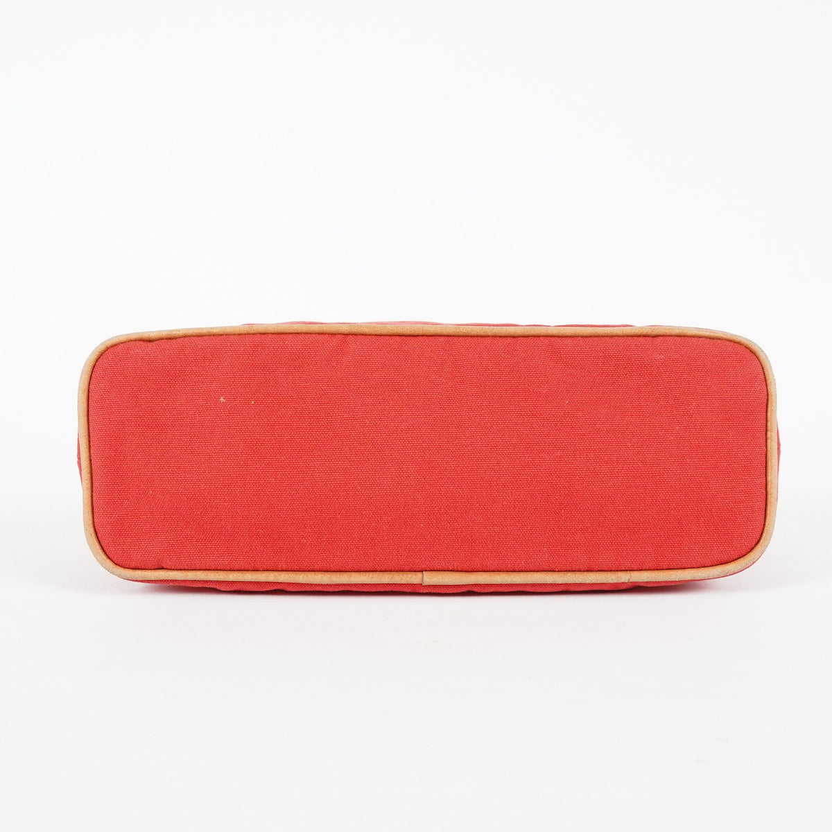 Hermes Bolide Pouch 27 Red Canvas Leather Trim Zip Cosmetic Bag Used 08E26825007