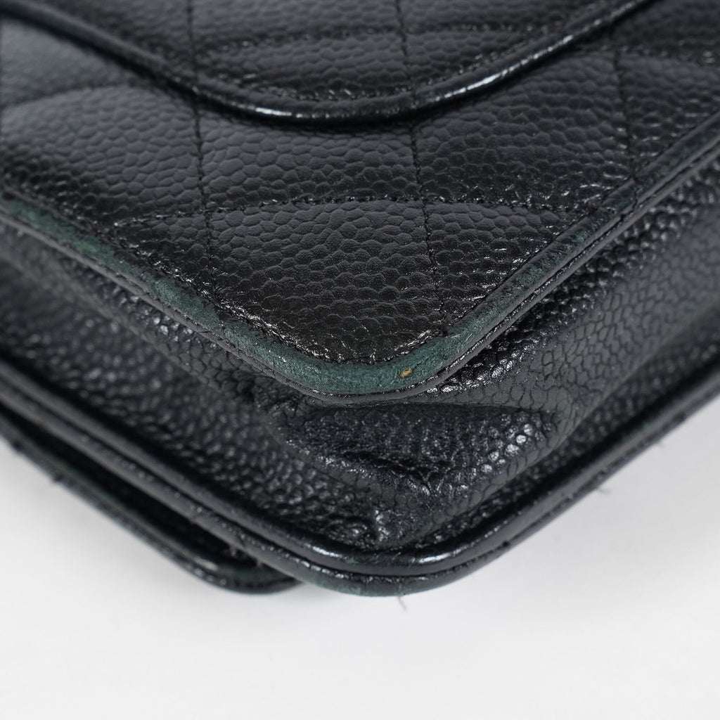 Chanel Caviar Quilted Wallet On Chain WOC Black Crossbody Bag Gold 07E2620790012