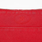 Hermes Bolide Pouch 20 Red Canvas Leather Trim Cosmetic Pouch Used 08E04605008