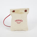 Hermes Aline Mini Beige Canvas Red Leather Shoulder Bag Used 08E082090008