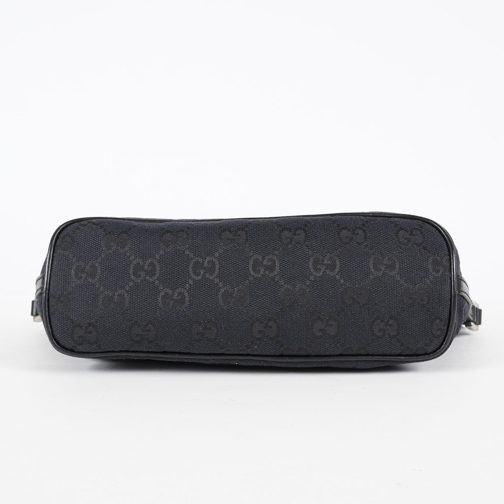 GUCCI GG Canvas Boat Pochette Shoulder Bag 22cm Black Vintage Used 08E172090010