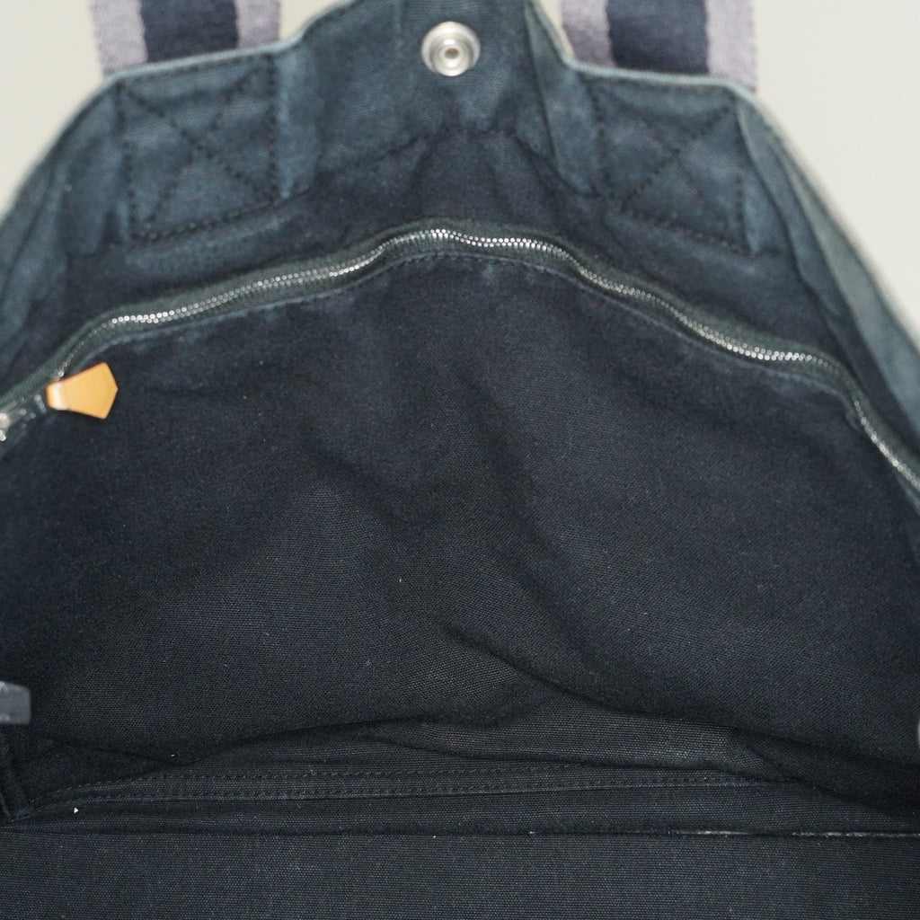 HERMES Fourre-Tout MM Black Canvas Tote Bag Hand Bag Purse Used 07A08605005