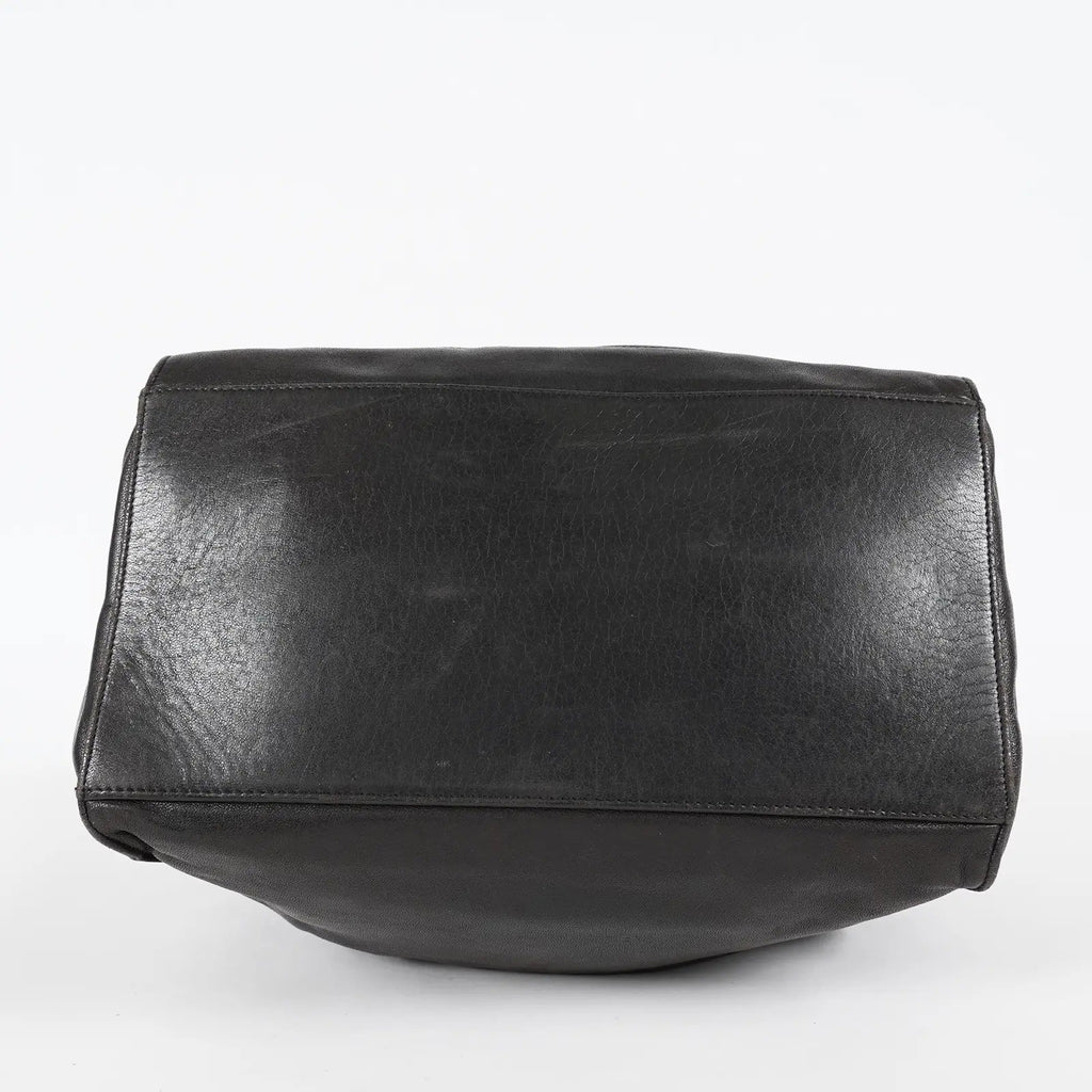 CHANEL Vintage CC Black Leather Drawstring Shoulder Bag 26cm Used 07E118580027