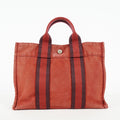 Hermes Fourre-Tout TPM Red Canvas Tote Bag Used Vintage Auth 09E06385011