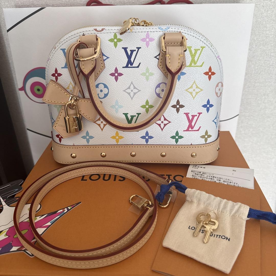 AUTHENTIC Louis Vuitton Takashi Murakami Alma BB multi Handbag Bag 2025 w/strap