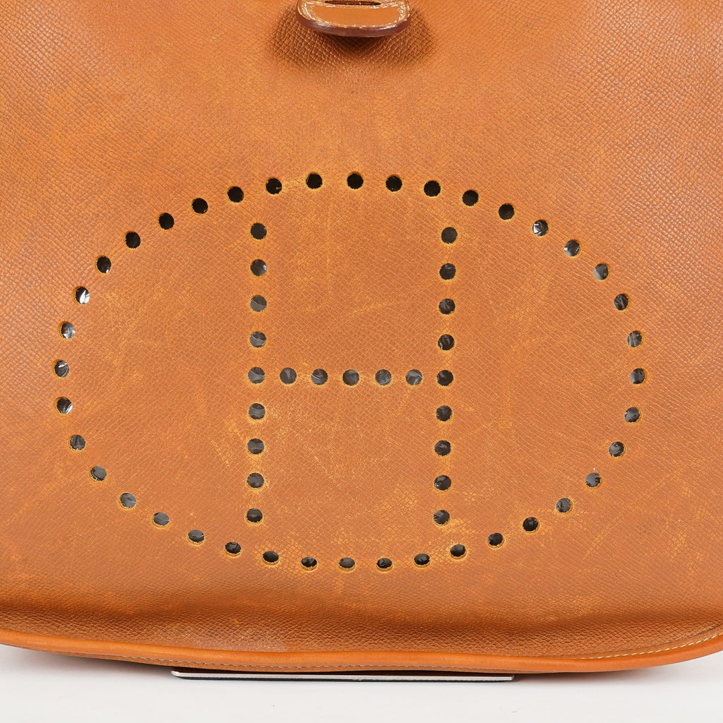 Hermes Evelyne PM Shoulder Crossbody Bag Gold Tan Clemence Leather 07E1311440010