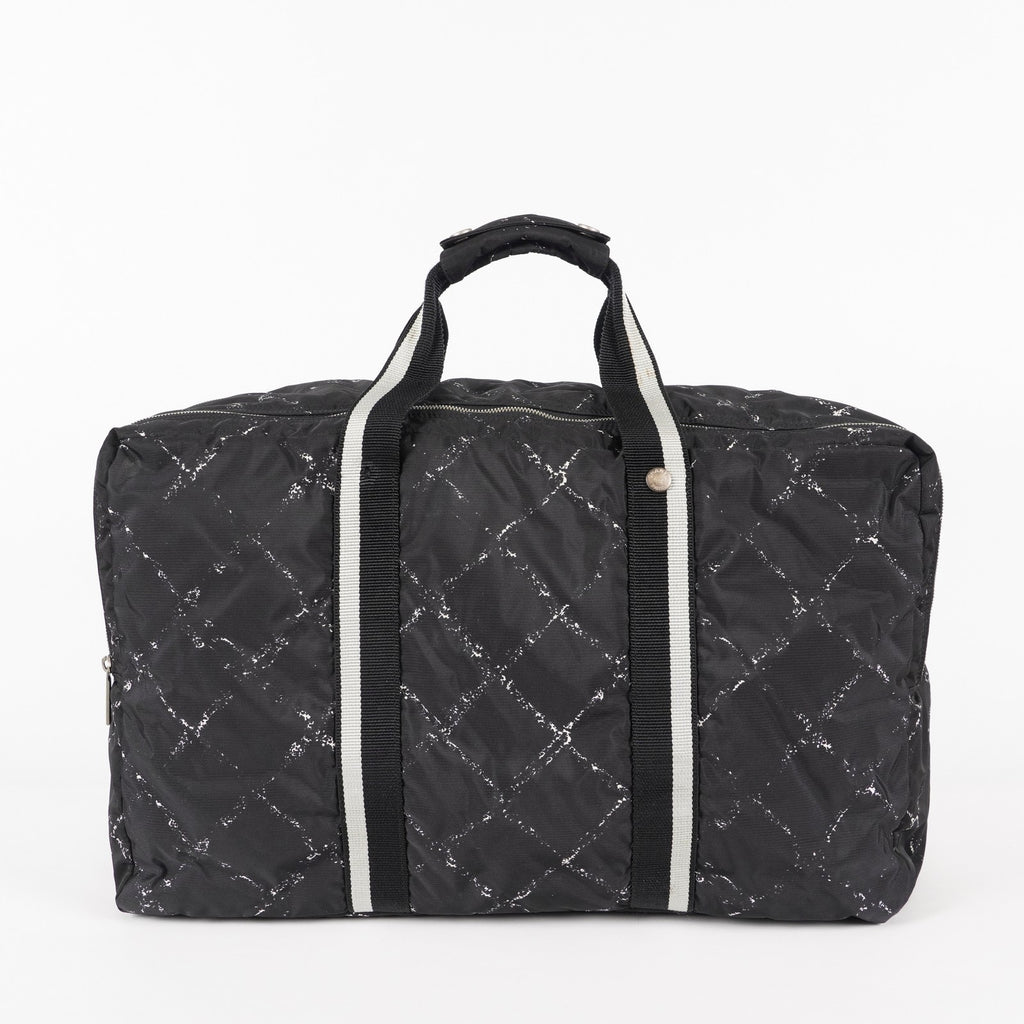 CHANEL Travel line Boston bag black Nylon canvas Women vintage 05E522750016