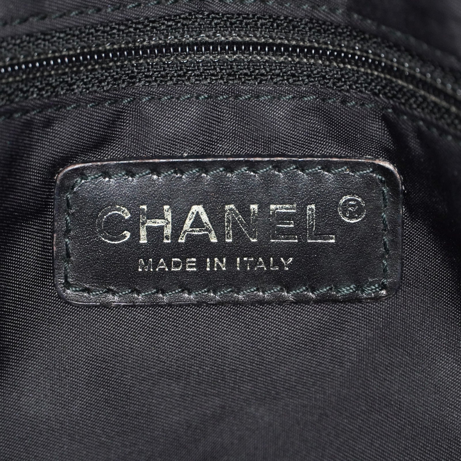 Chanel New Travel Line Tote Bag MM Black Nylon Leather Gold HW Used 08E191155007