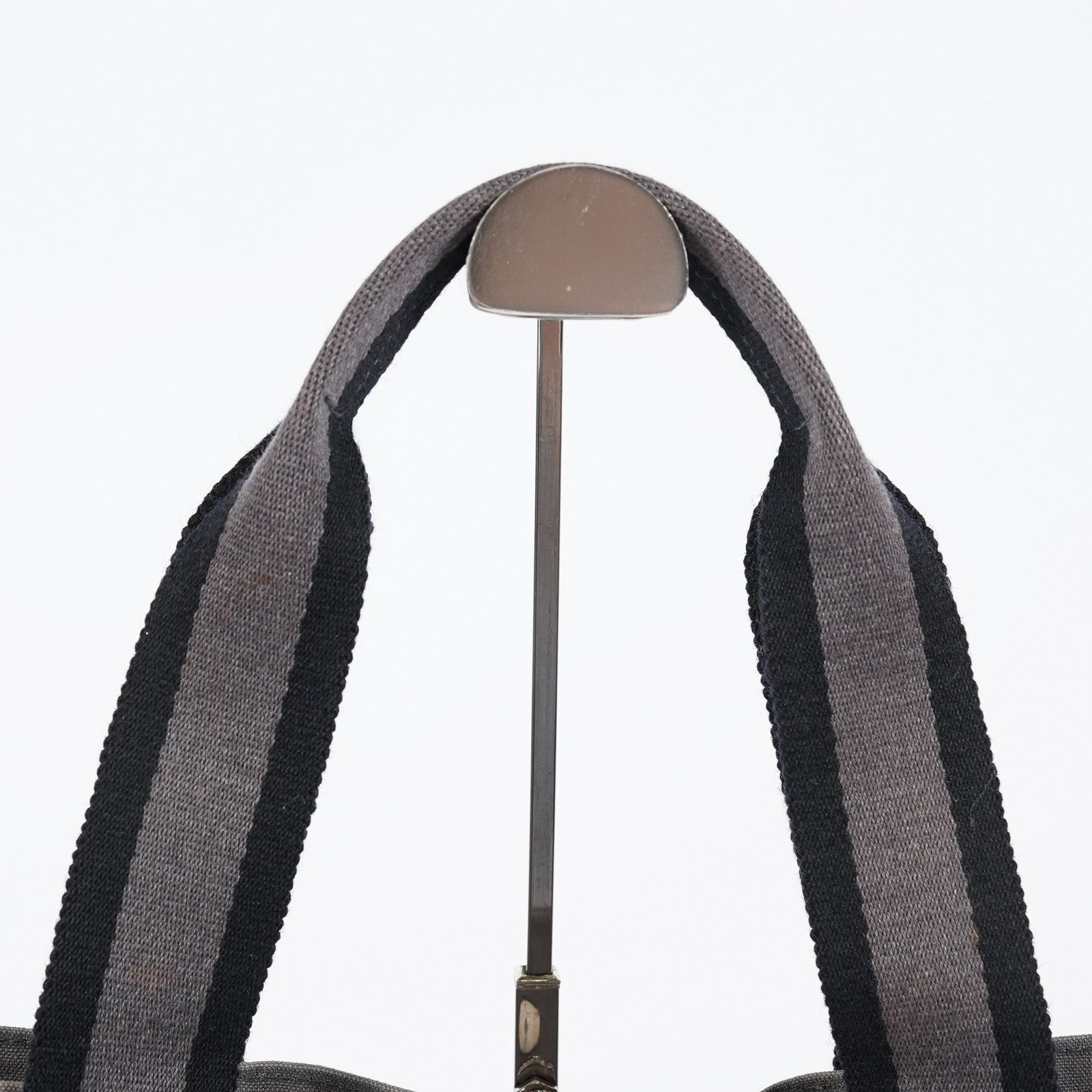 Hermes Fourre-Tout GM Gray Black Canvas Tote Bag Purse Used Vintage 08E11825007