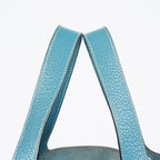 HERMES Picotin PM Blue Jean Clemence Leather Hand Tote Bag Used 07A1520592031