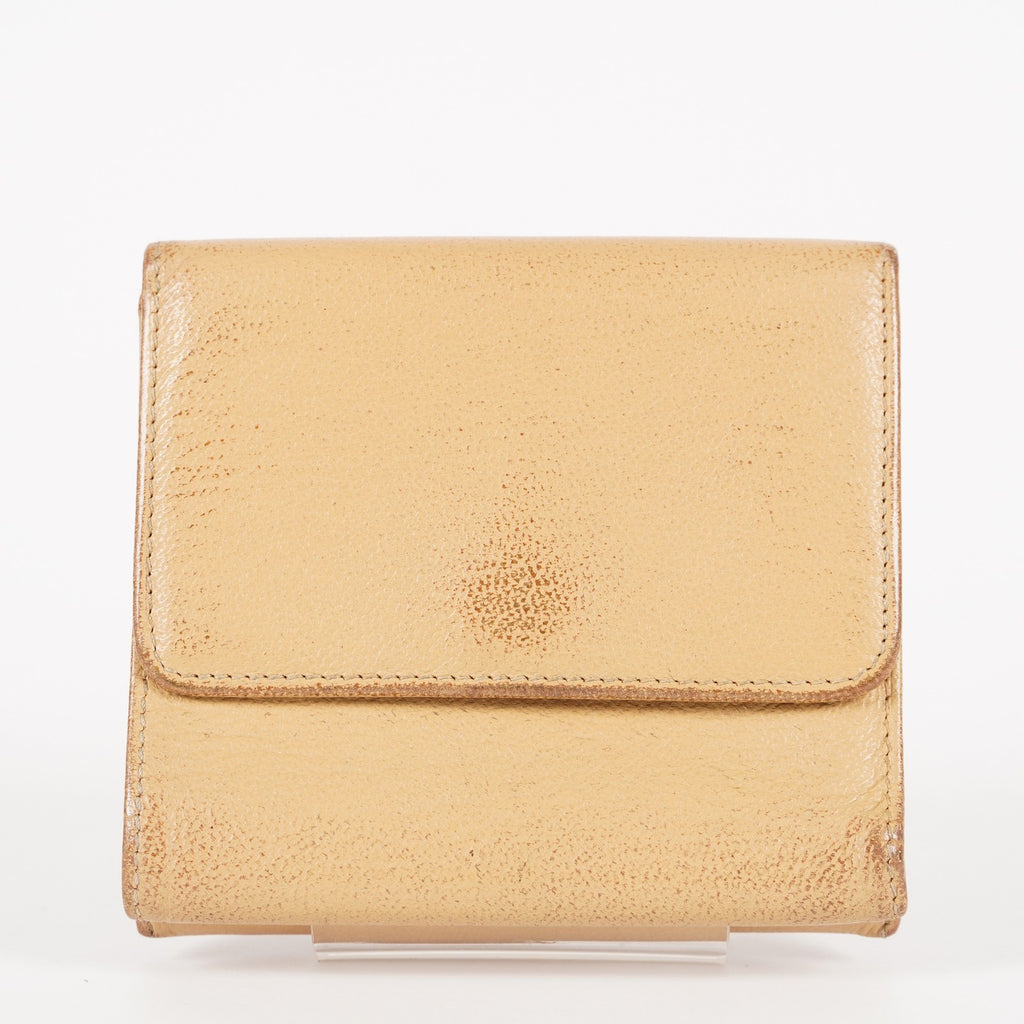 AUTHENTIC Chanel VINTAGE Beige Sevruga Compact Wallet 05E561045016
