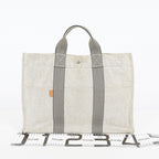 Auth Hermes Fourre-Tout MM Gray Canvas Tote Hand Bag Vintage Used 07E27825005