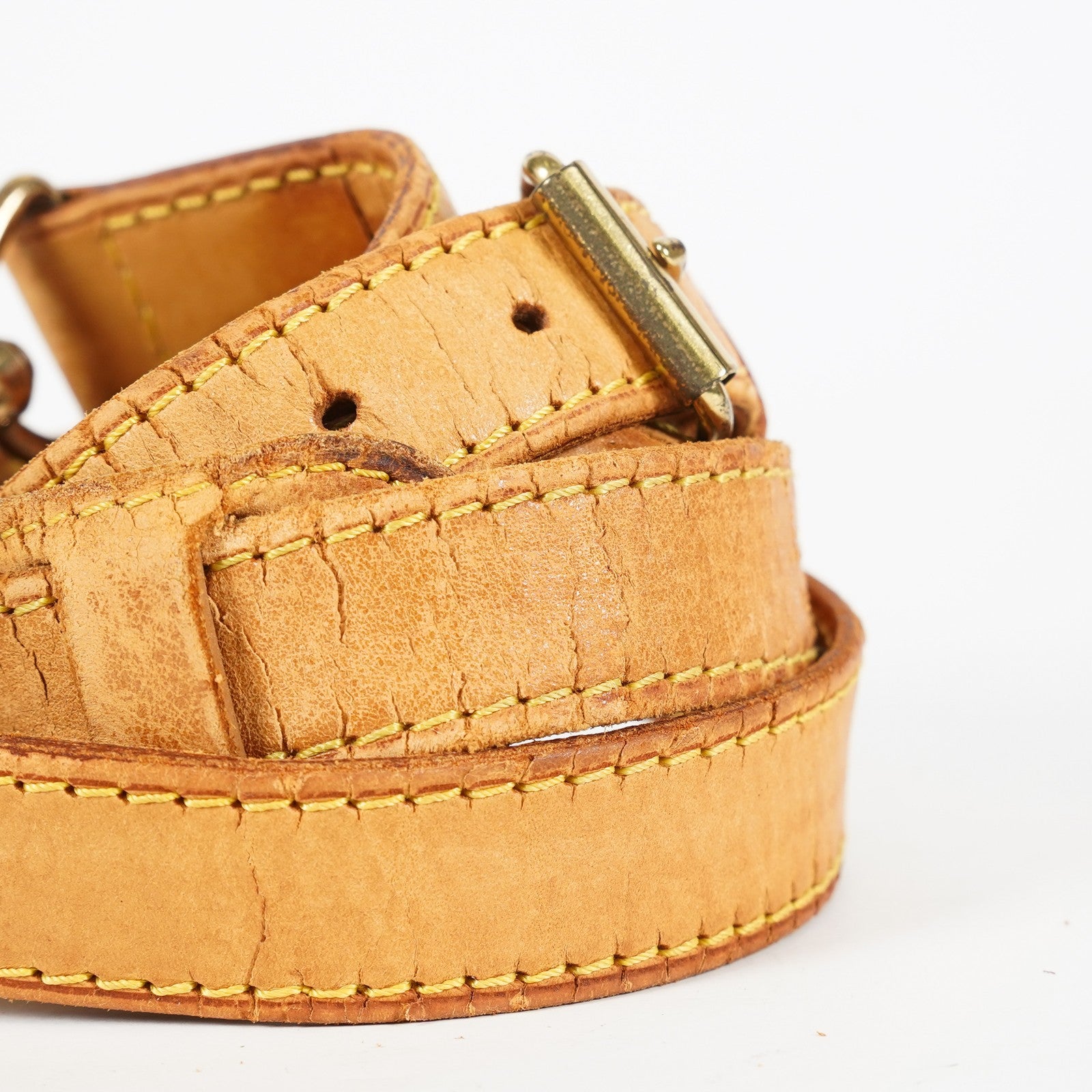 Auth Louis Vuitton Vachetta Leather Shoulder Strap Adjustable Tan Vintage XY266