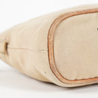 Hermes Bolide Pouch 21 Beige Canvas Leather Cosmetic Pouch Used 08E23495007