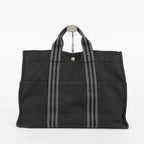 Hermes Fourre-Tout MM Black Canvas Tote Bag Handbag Vintage Used 08E04825030