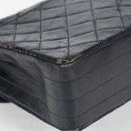 Chanel Matelasse Half Moon Flap Bag 25cm Black Quilted Chain Used 08E0717270006
