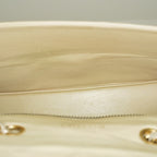 CHANEL Vintage V Stitch Flap Chain Shoulder Bag 25cm Beige Lambskin 08E077370012