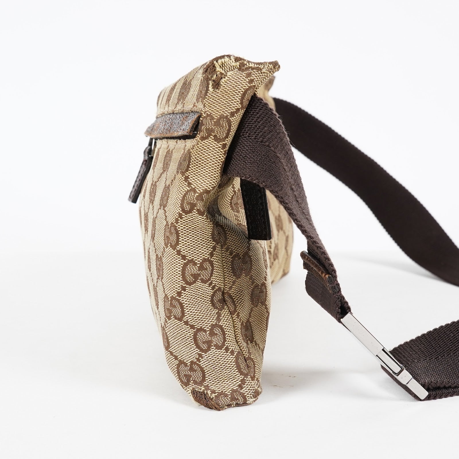 GUCCI GG Canvas Waist Belt Body Bag Beige Brown Vintage Used Womens 08E141870008