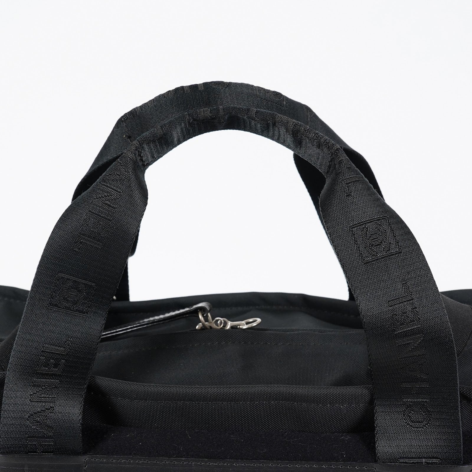 CHANEL Sports Line Boston Bag 40cm Black Canvas Used Vintage Duffle 07E186930027
