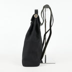 Hermes Herbag Ado Backpack 30cm Black Canvas Leather Used Auth 09E125940011