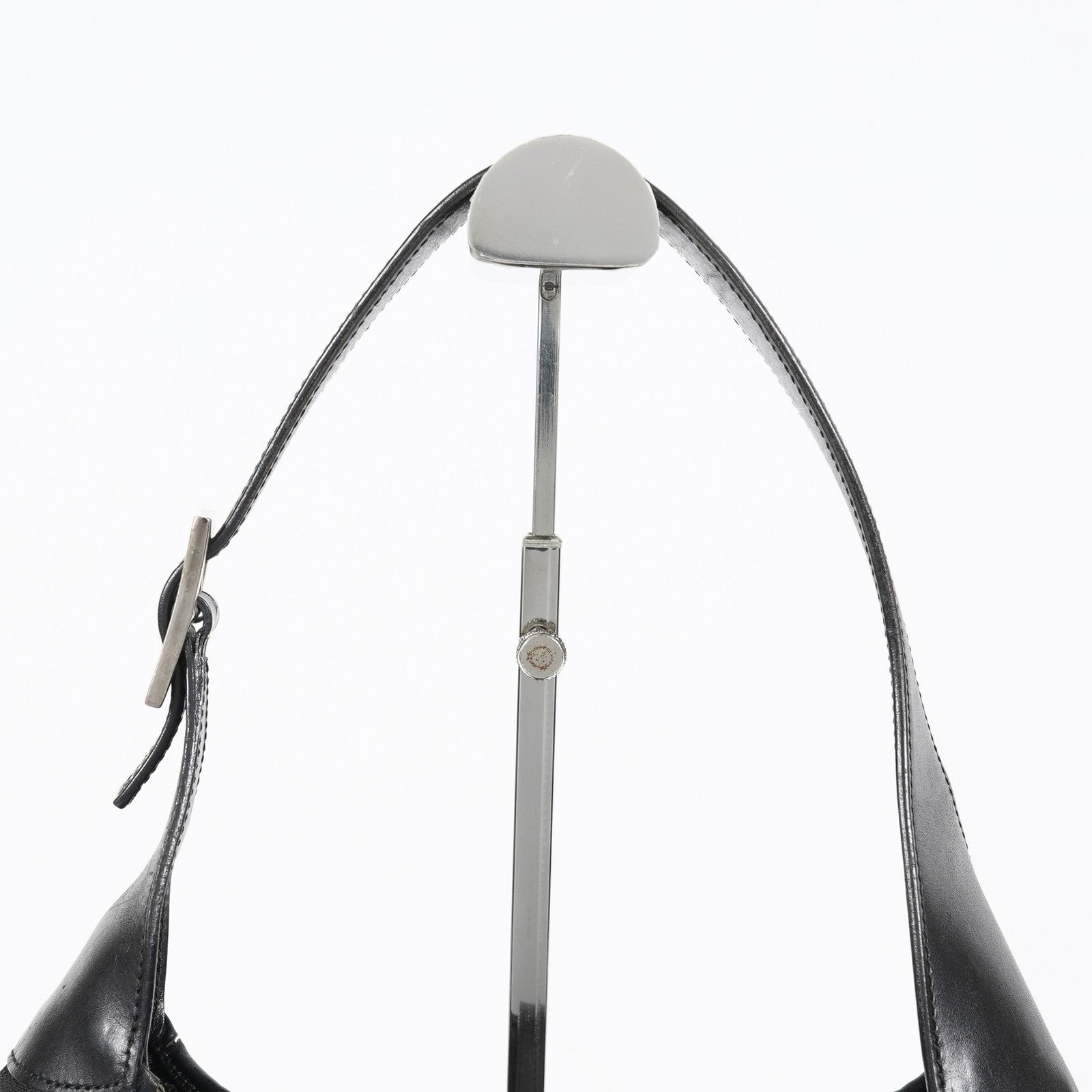Gucci GG Canvas Shoulder Bag 30cm Black Leather Trim Vintage Used 07E263740009