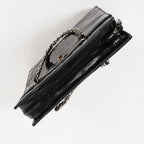 CHANEL CC Logo Chain Shoulder Tote Bag Patent Leather Black Vintage 03E255170011