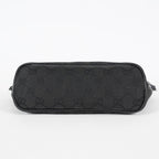 Gucci GG Canvas Boat Pochette 22cm Black Leather Trim Vintage Used 07E022310029
