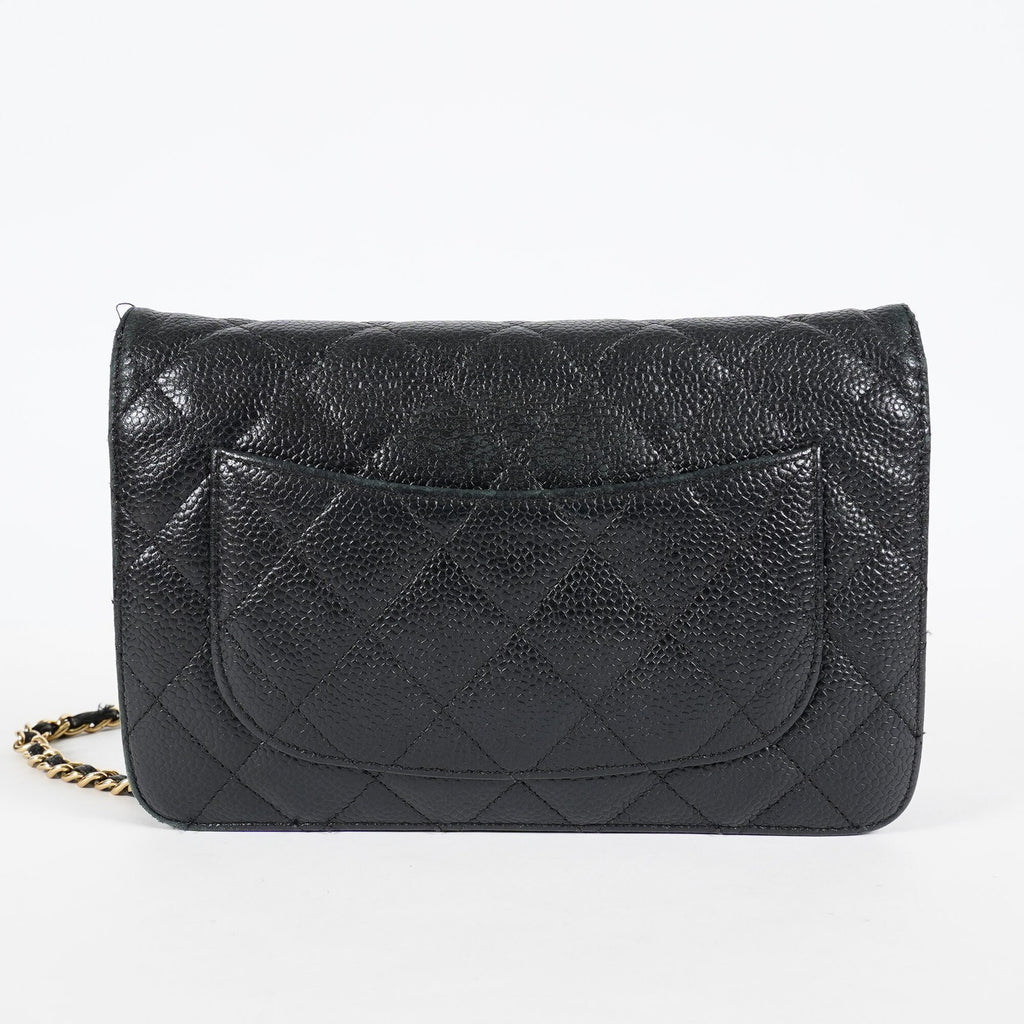 Chanel Caviar Quilted Wallet On Chain WOC Black Crossbody Bag Gold 07E2620790012