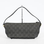 Gucci GG Canvas Boat Pochette Accessory Pouch Bag Gray Black Used 08E012530012