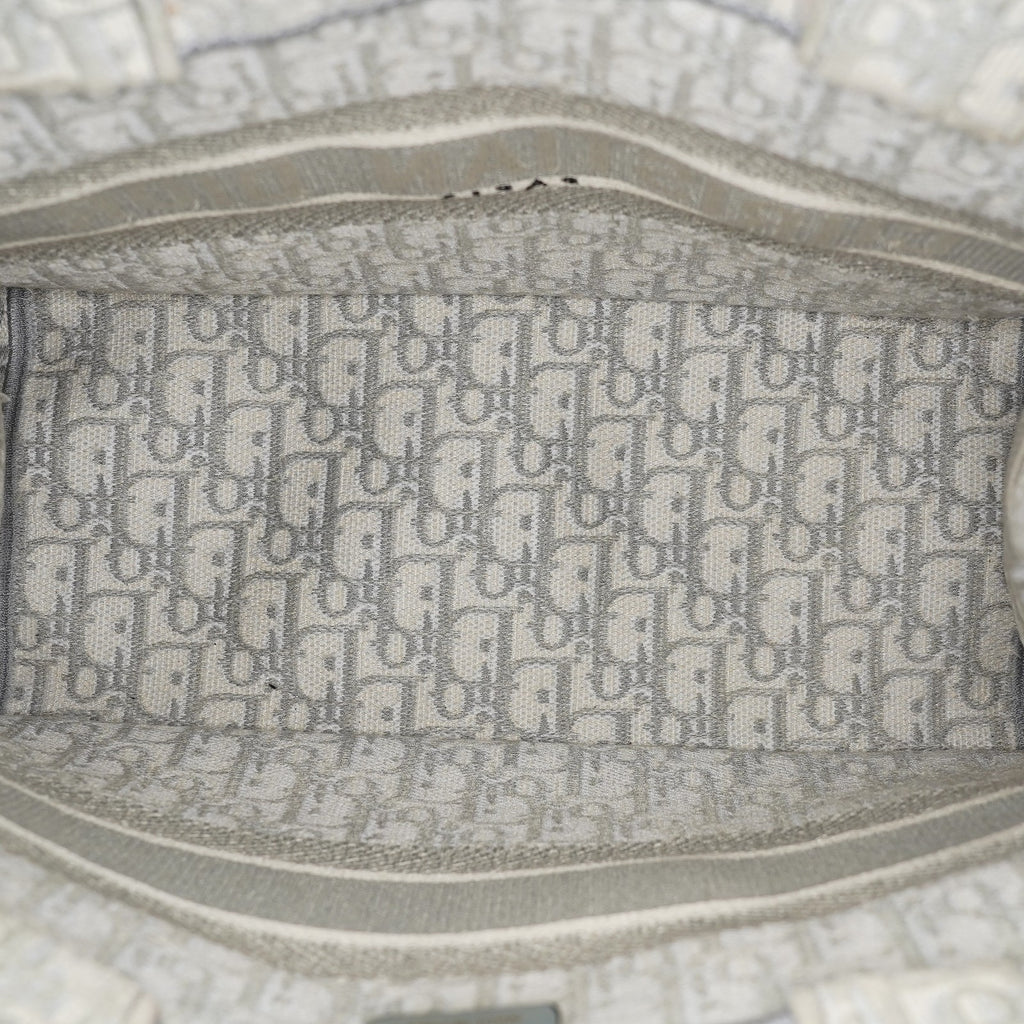 Christian Dior Book Tote Toile de Jouy Beige Gray Canvas Bag used 02E207260003