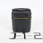 Chanel Caviar Skin CC Vanity Bag 16cm Black Leather Vintage Used 07E016820029