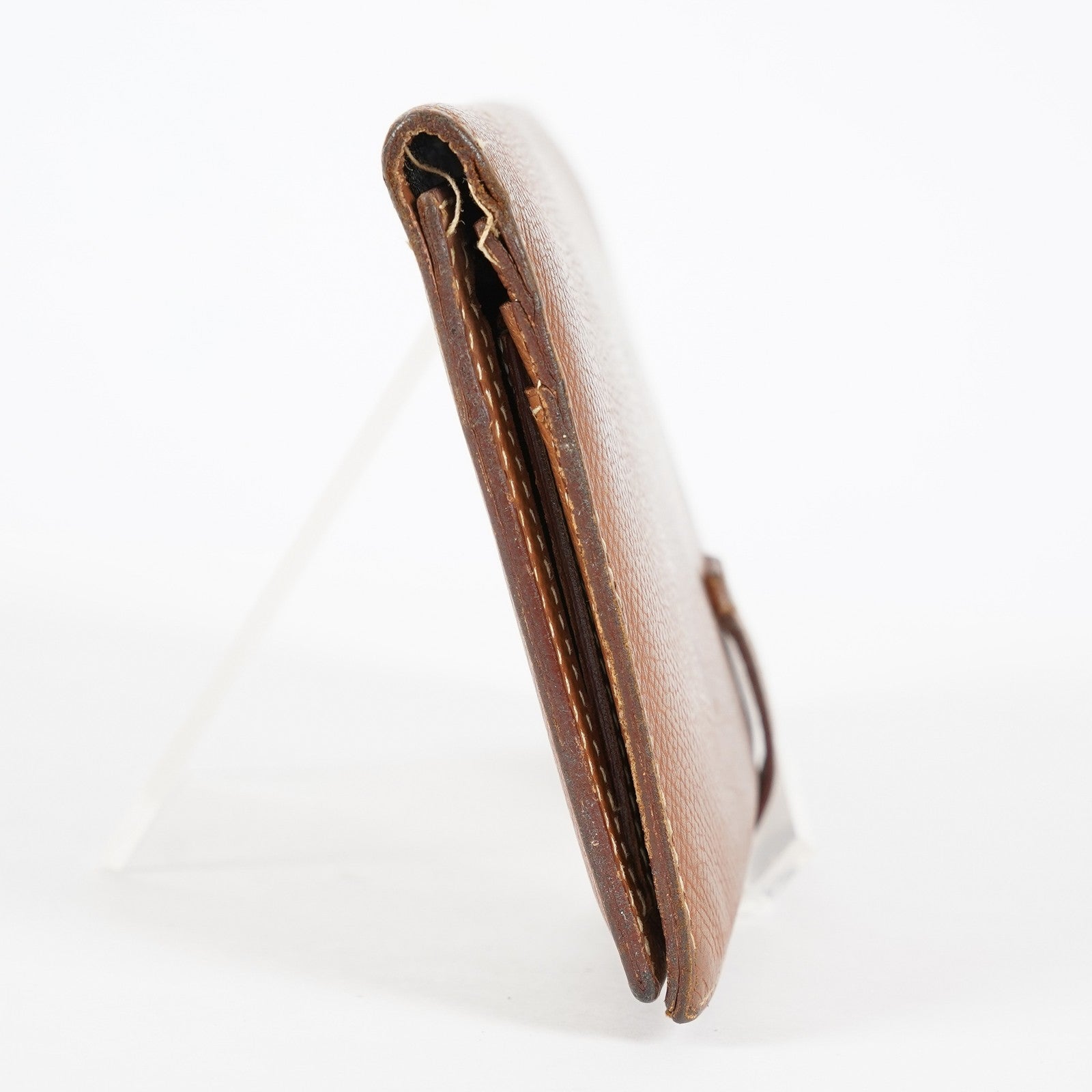 Hermes Bearn Soufflet Long Wallet Brown Leather Gold Hardware Used 08E022090008