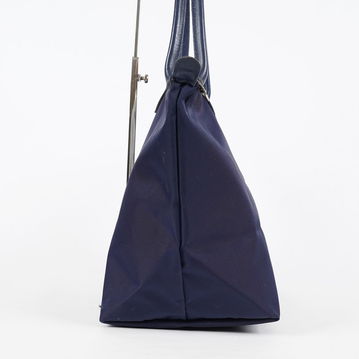 Longchamp Le Pliage Navy Nylon Long Handle Tote Shoulder Bag Used 08A06660003