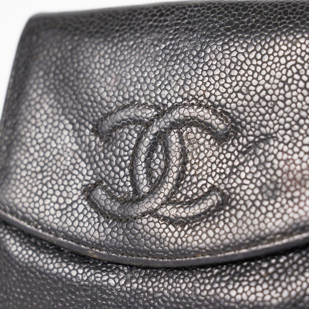 Chanel Caviar Skin Black  Trifold Wallet Compact 06E46825025