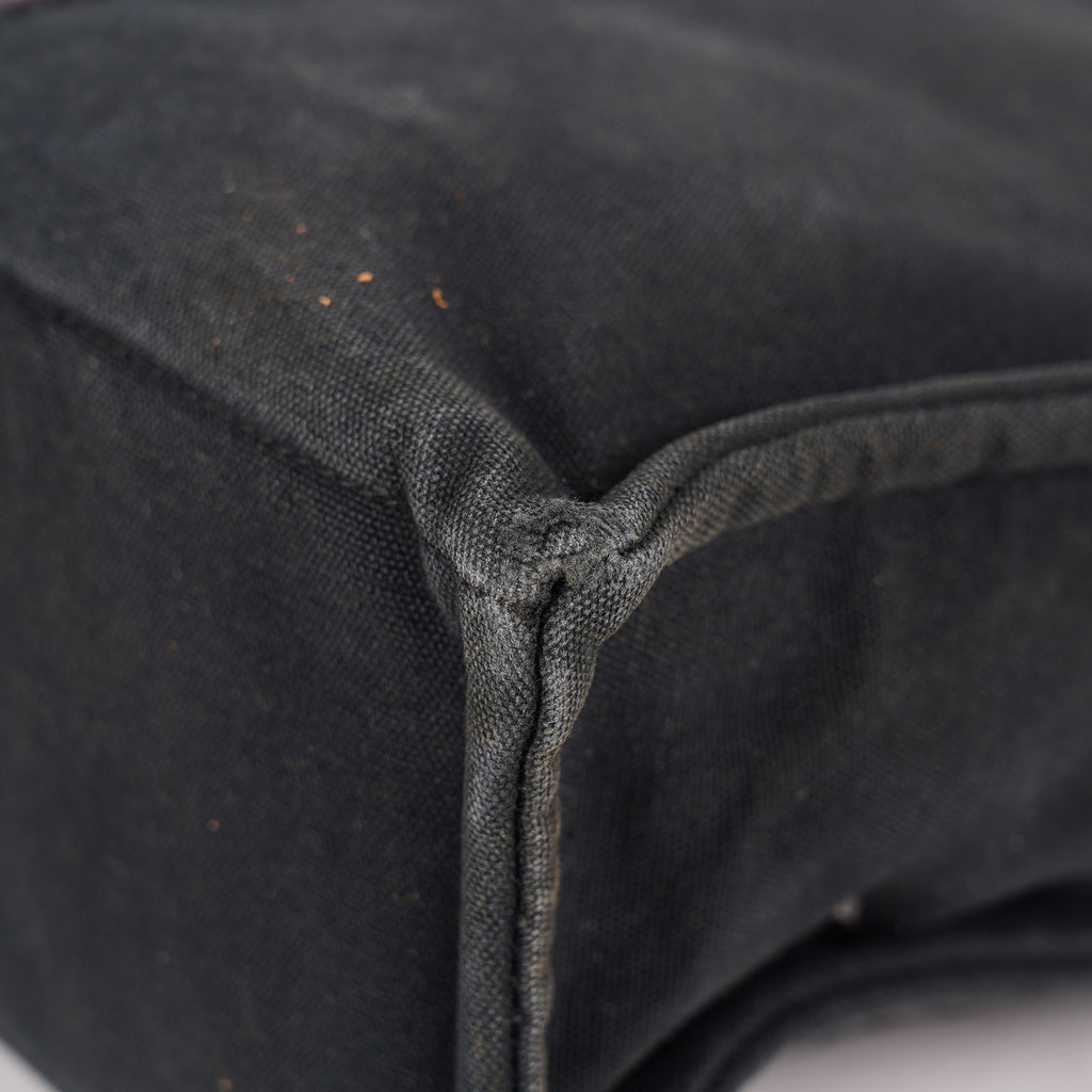 HERMES Fourre-Tout MM Black Canvas Tote Bag Hand Bag Purse Used 07A08605005