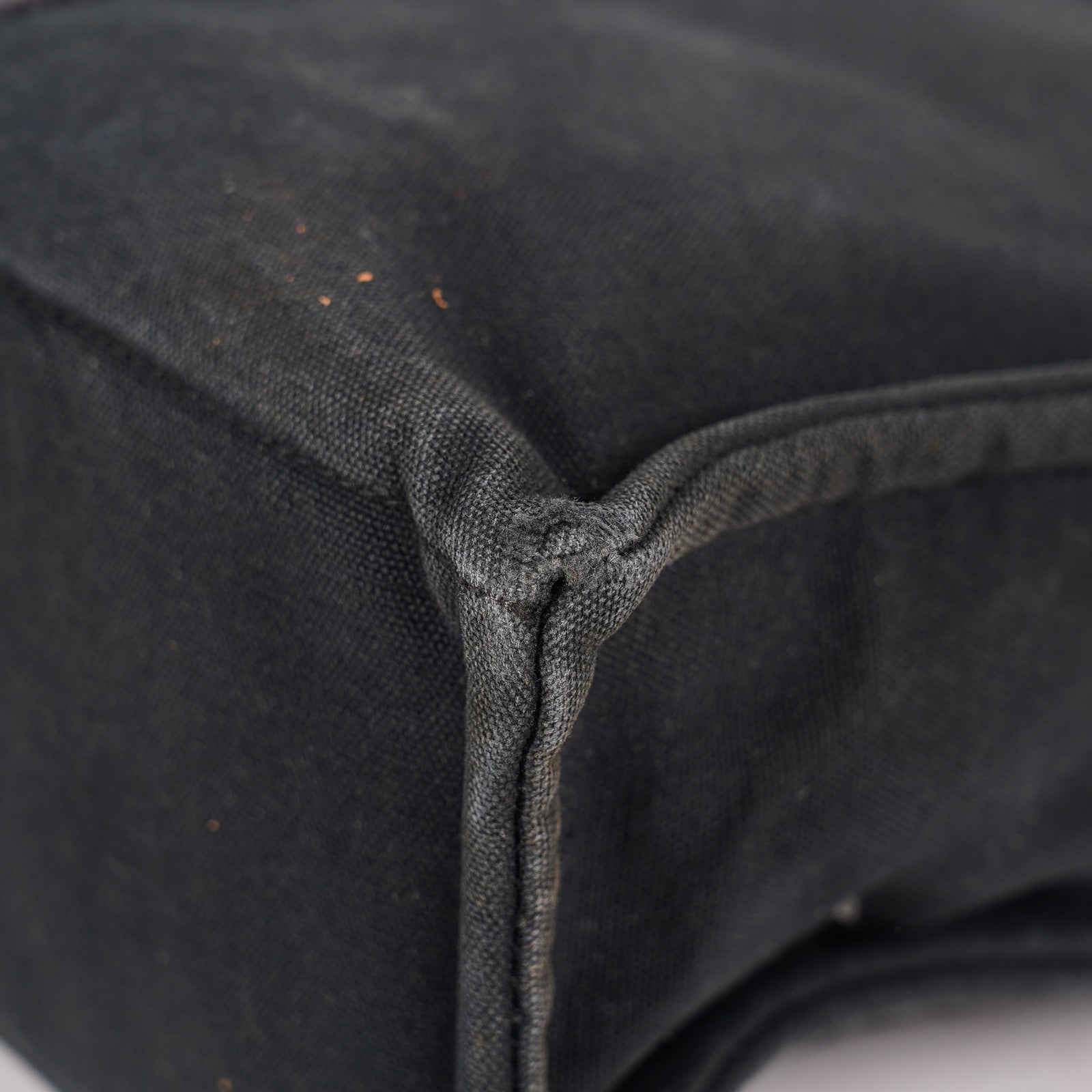 HERMES Fourre-Tout MM Black Canvas Tote Bag Hand Bag Purse Used 07A08605005