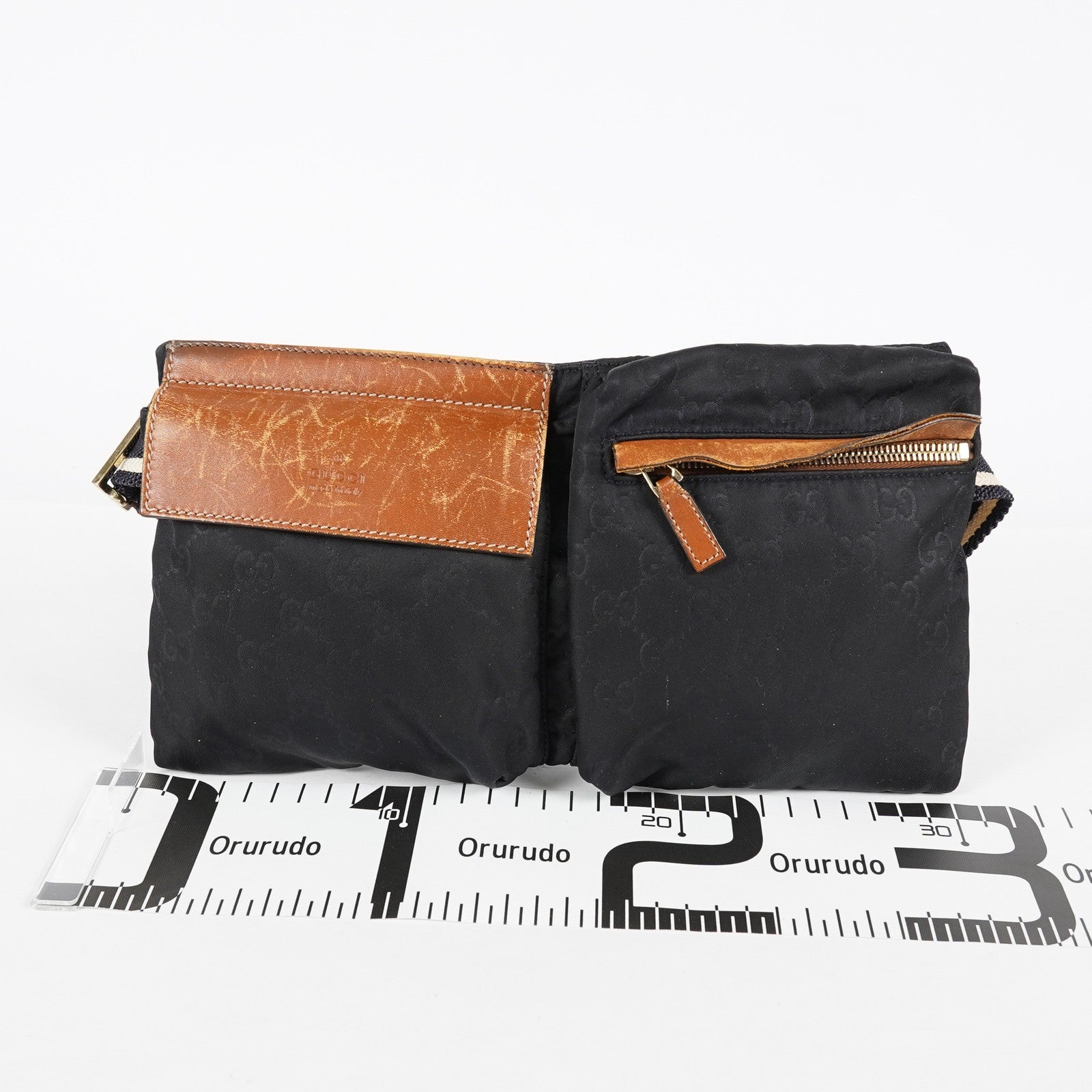 Gucci GG Canvas Sherry Line Belt Bag Waist Pouch 28cm Black Used 08E252200007