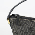 Gucci GG Canvas Boat Pochette Accessory Pouch Bag Gray Black Used 08E012530012