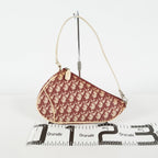 Christian Dior Saddle Bag Trotter Canvas Bordeaux Beige Silver HW 09E223121010