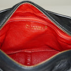 Chanel Satin Leather CC Fringe Chain Shoulder Bag Black Used 07E058800027