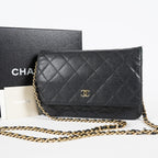 Chanel Caviar Quilted Wallet On Chain WOC Black Crossbody Bag Gold 07E2620790012