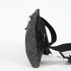 Gucci GG Denim Waist Belt Bag 30cm Black Leather Trim Used Vintage 08E022310002
