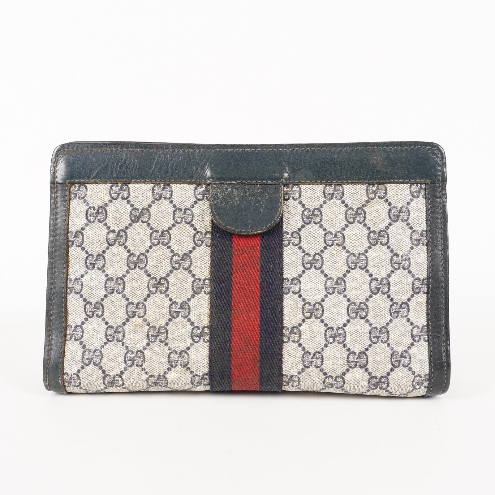 VINTAGE GUCCI Clutch Bag GG Sherry Line Navy 05M02846425