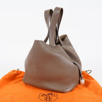 Hermes Picotin Lock MM Taurillon Clemence Leather Bag Gray Used 07E2223980025